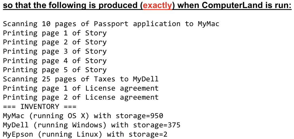 following: 1. ElectronicDevice (an interface), with the following o A getSummary() method