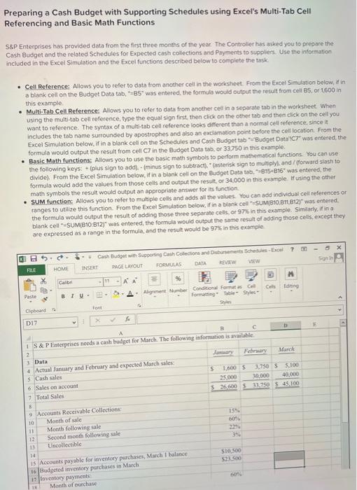 help asap with inputs Preparing a Cash Budget with Supporting Schedules using