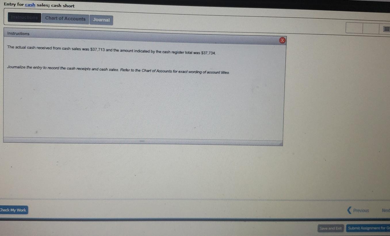 all pics for the same question Entry for cash sales; cash short