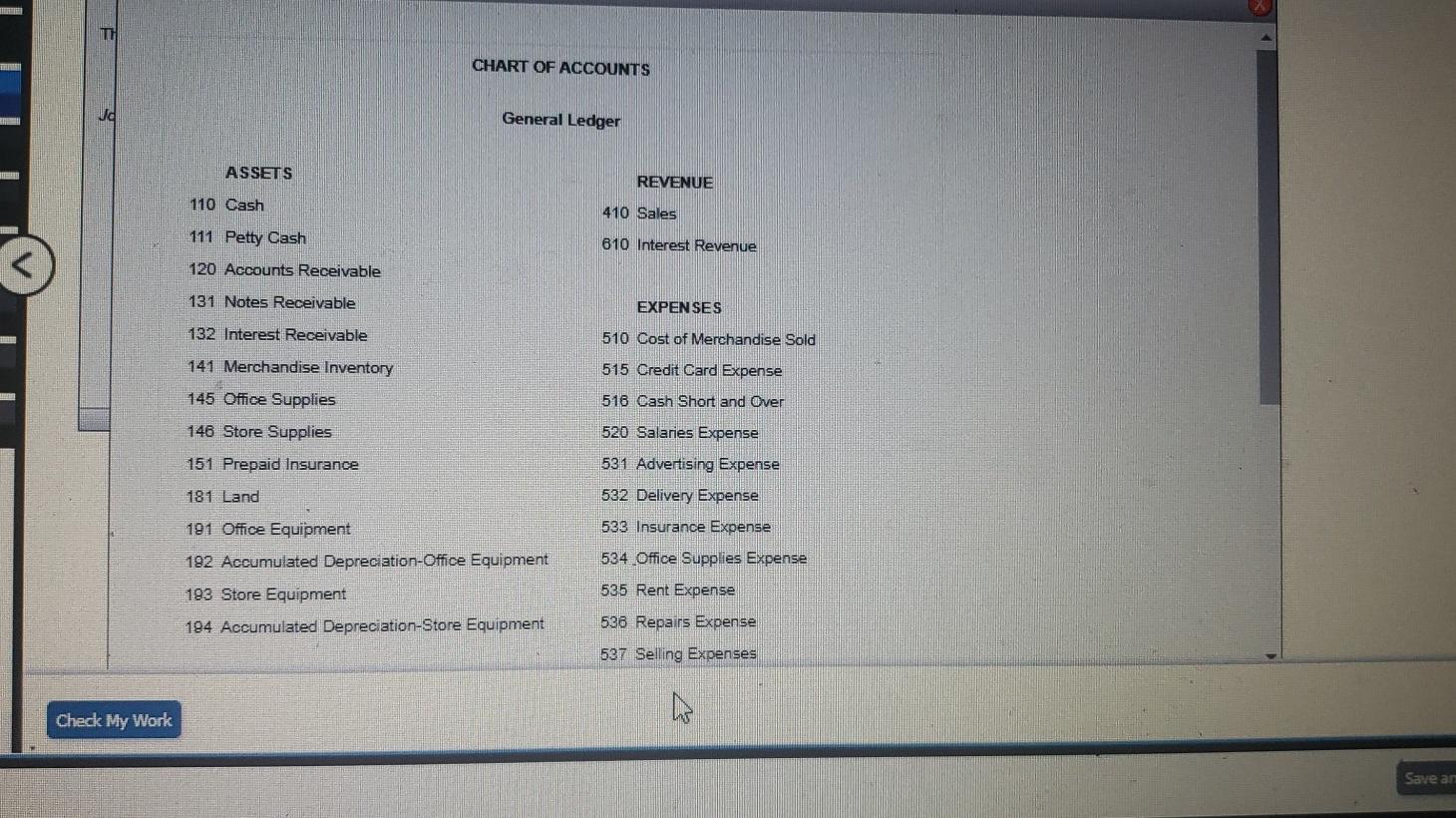instructions Chart of Accounts Journal Instructions X The actual cash received from