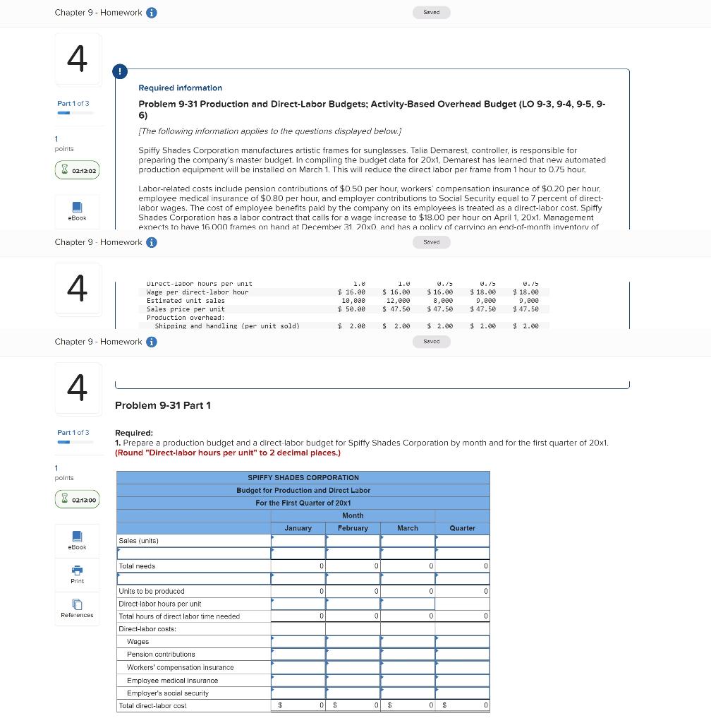  Chapter 9 - Homework i Seved 4 ! Part 1 of