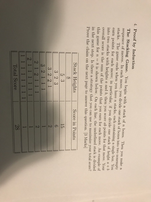  4. Proof by Induction The Stacking Game. You begin with a