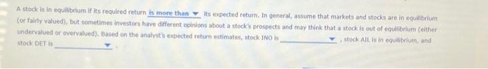 the following table: may ar may not esall the stoda' required returns.
