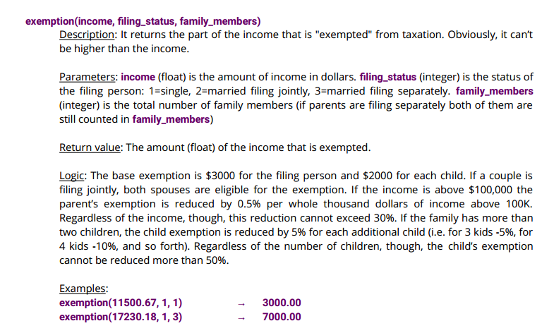 Need python code for the below functions. Sample output is also given