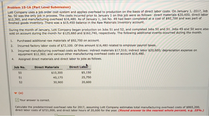  need help with PART C Problem 15-1A (Part Level Submission) Lott