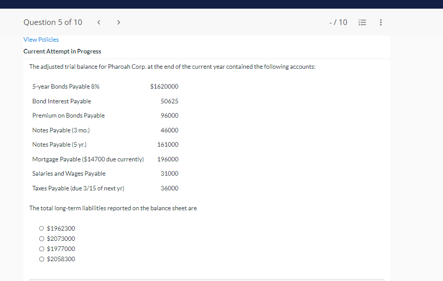 Current Attempt in Progress The adjusted trial balance for Pharoah Corp.