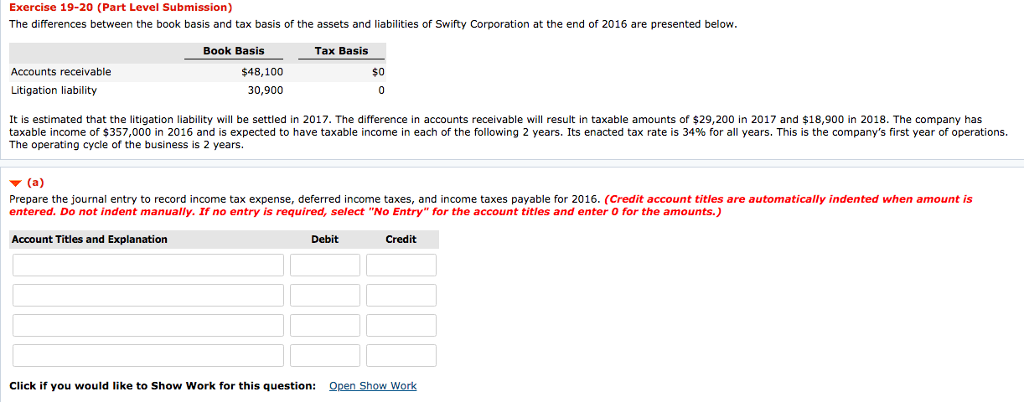 Exercise 19-20 (Part Level Submission) The differences between the book basis