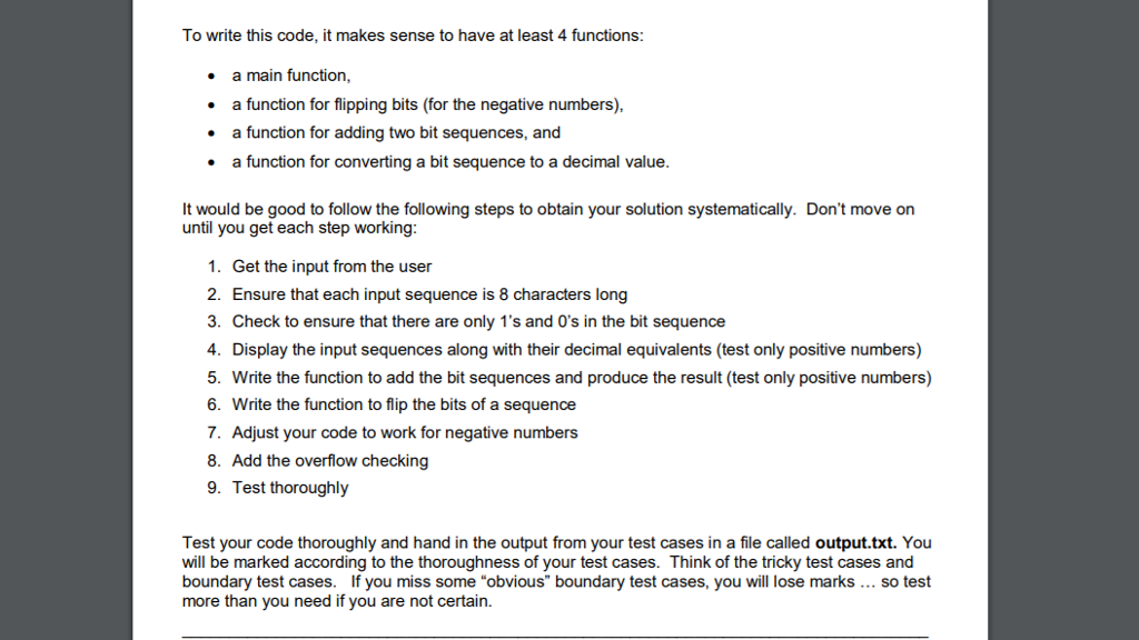 the user for two 8-bit sequences that correspond to integers stored in