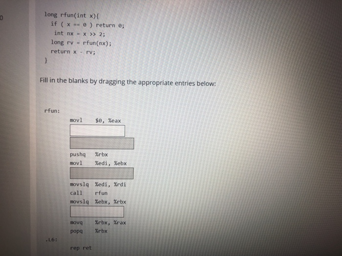  long rfun(int x)( if (xe) return e; int nx = x