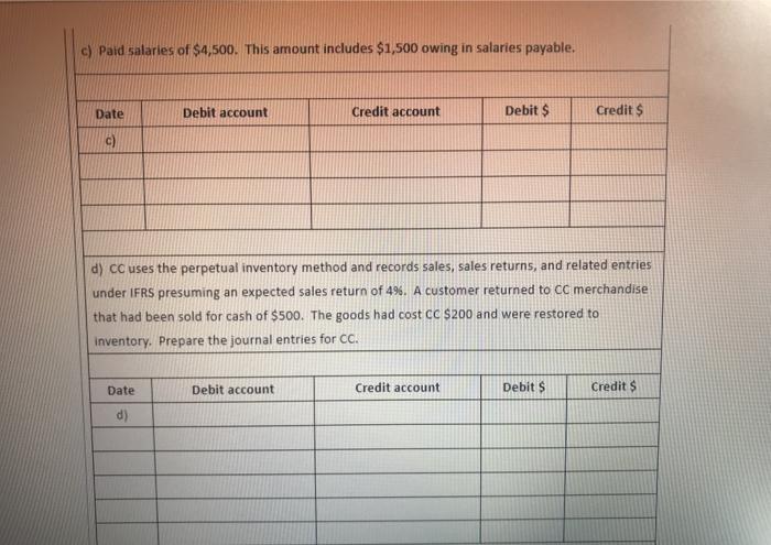 that follow in the grid below. Debits must come before and be