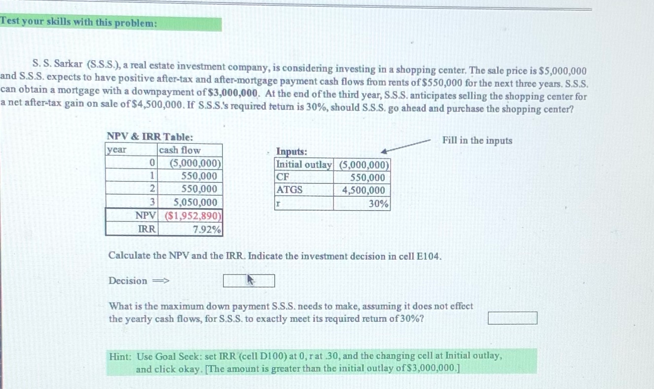  Test your skills with this problem: S.S. Sarkar (S.S.S.), a real