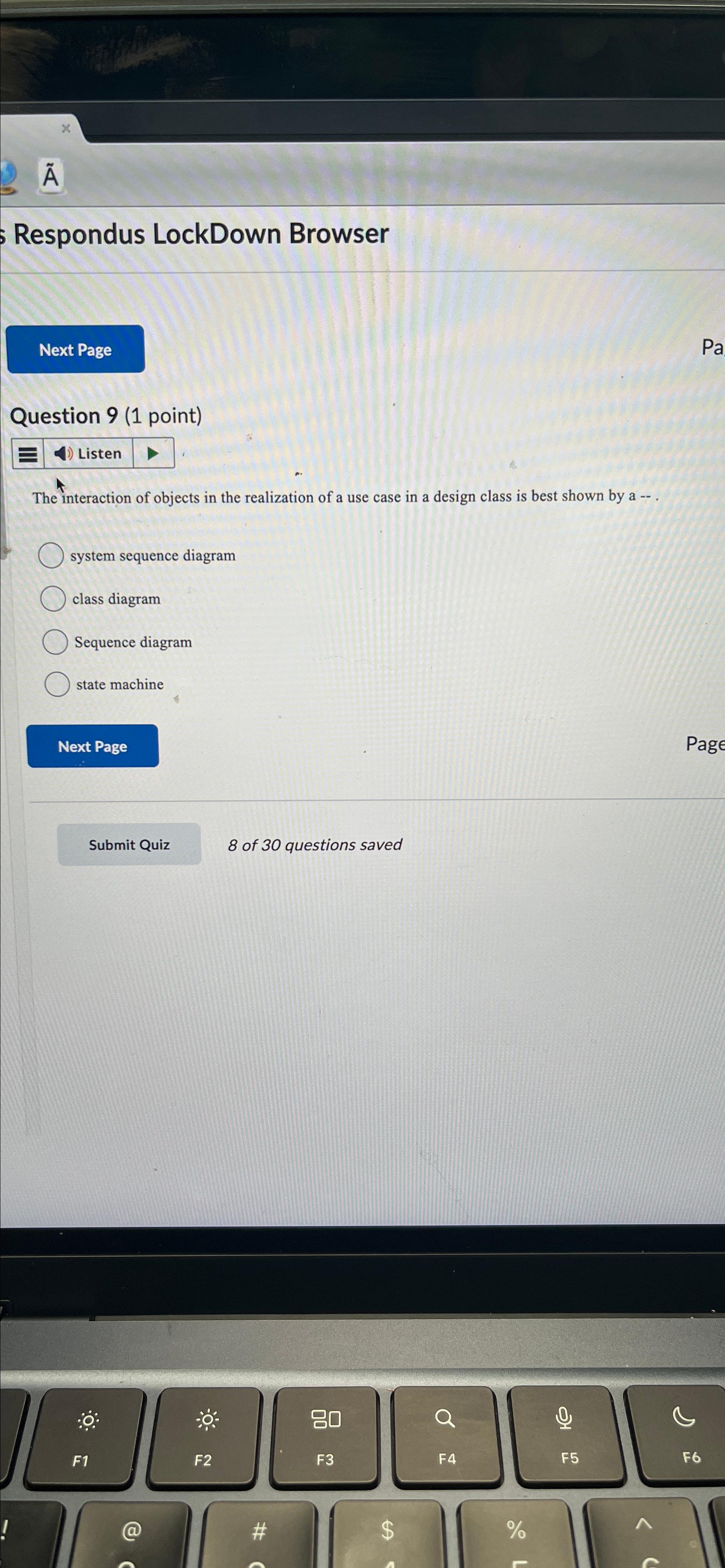  Respondus LockDown Browser Question 9(1 point) Listen The interaction of objects