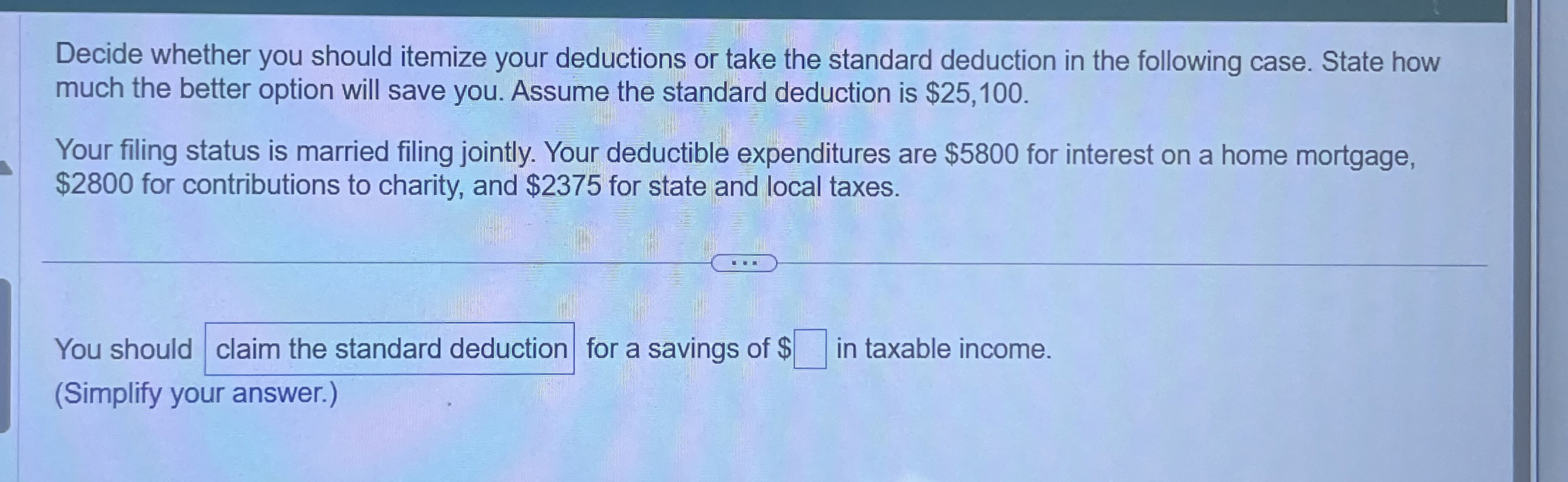  Decide whether you should itemize your deductions or take the standard