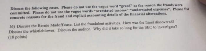 help needed Discuss the following cases. Please do not use the vague
