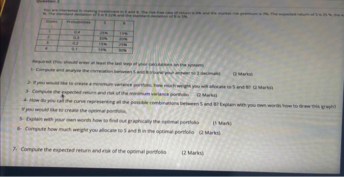 Please don't use excel and write in clear handwriting Question 2 You