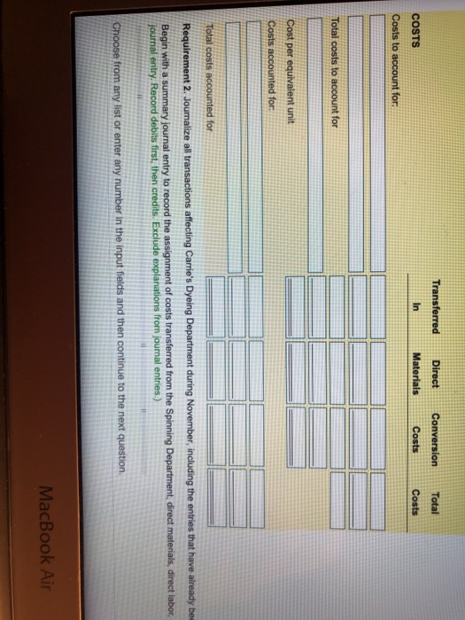 during November Ending Work-in-Process (80% complete Sr conversion work) 580 rolls 530