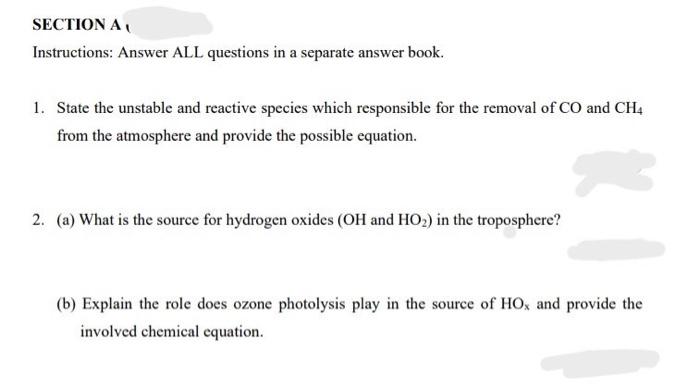 pls answer in details ASAP SECTION A Instructions: Answer ALL questions in