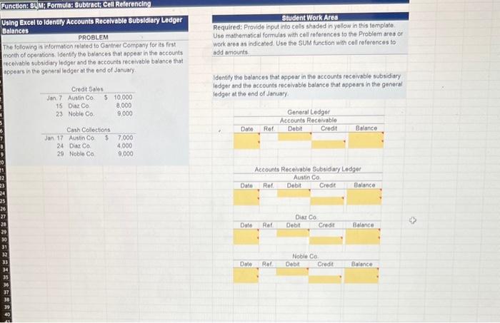 please answer asap Function: Su, Mi: Formula: subtract; Cell Referencing