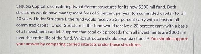  Sequoia Capital is considering two different structures for its new $200