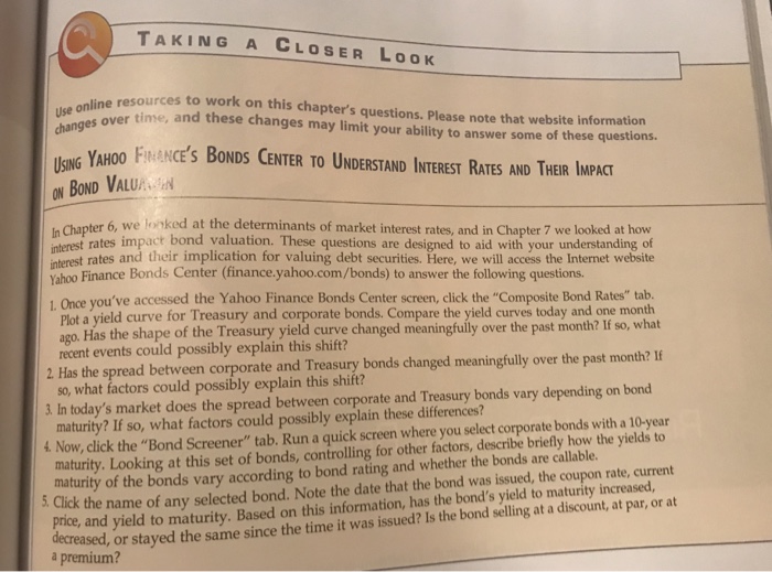  TAKING A CLOSER LooK line resources to work on this chapter's