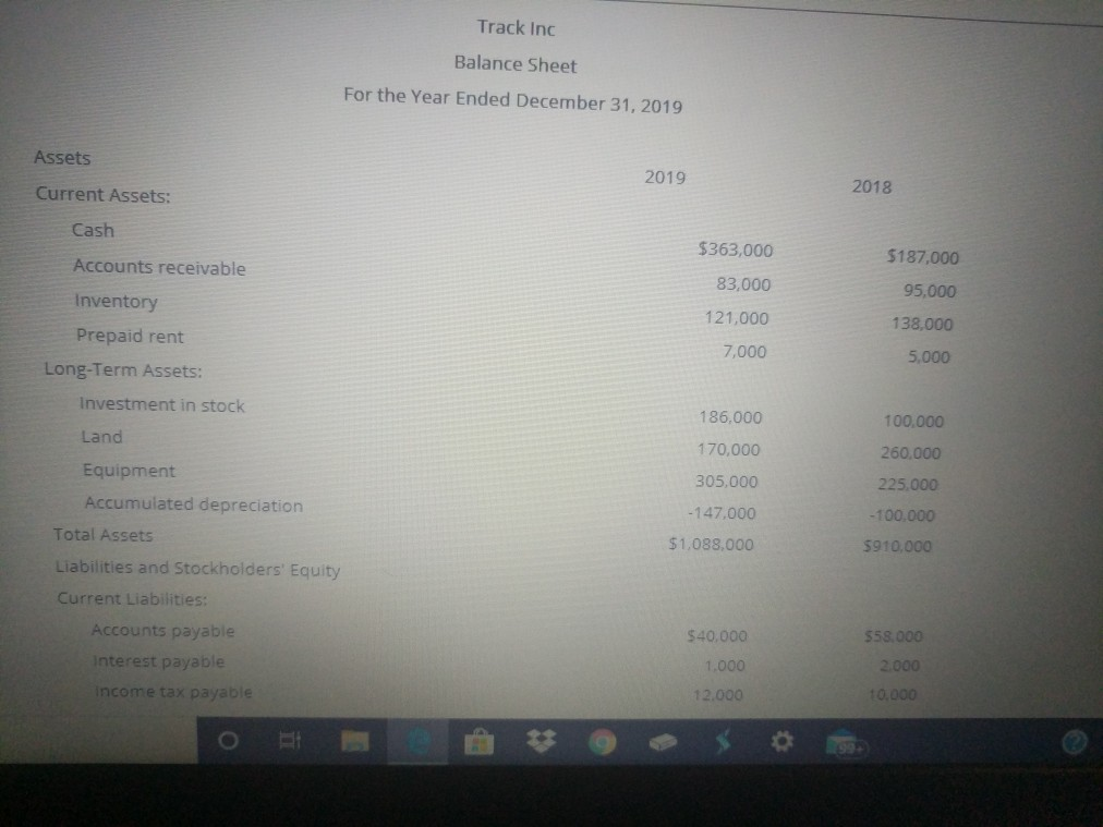 minutes, 19 seconds. Question Completion Status: Track Inc Income Statement For the