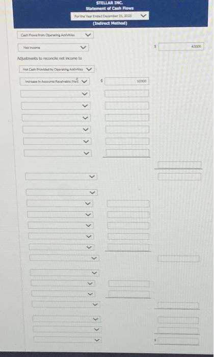 Additional data (ignoring taxes): 1. Net income for the year was $43,000