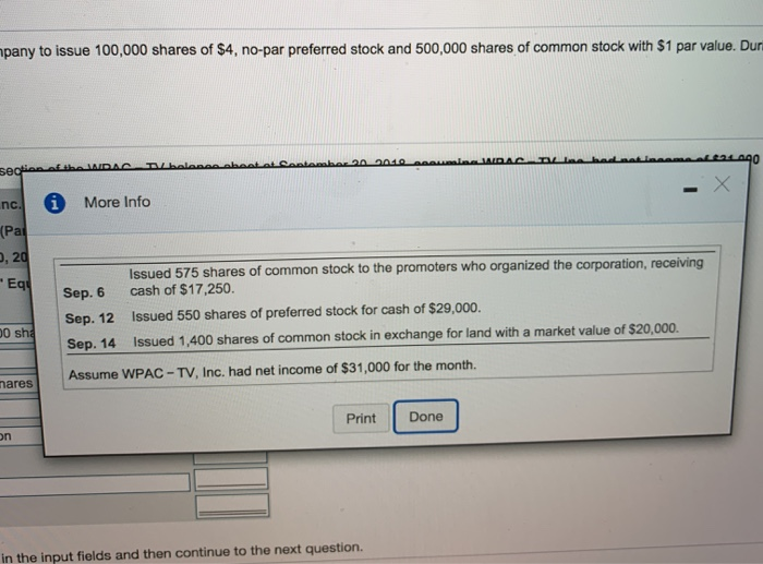 of $4, no por proferred stock and 500.000 shares of common stock
