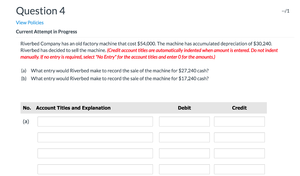 Question 4 --/1 View Policies Current Attempt in Progress Riverbed Company