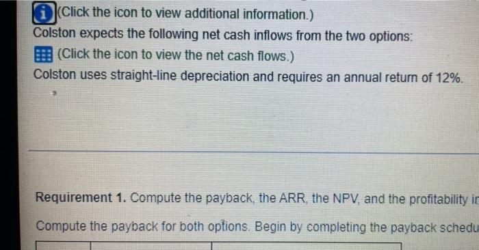 and requires an annual return of 12% Year O 1 2 3