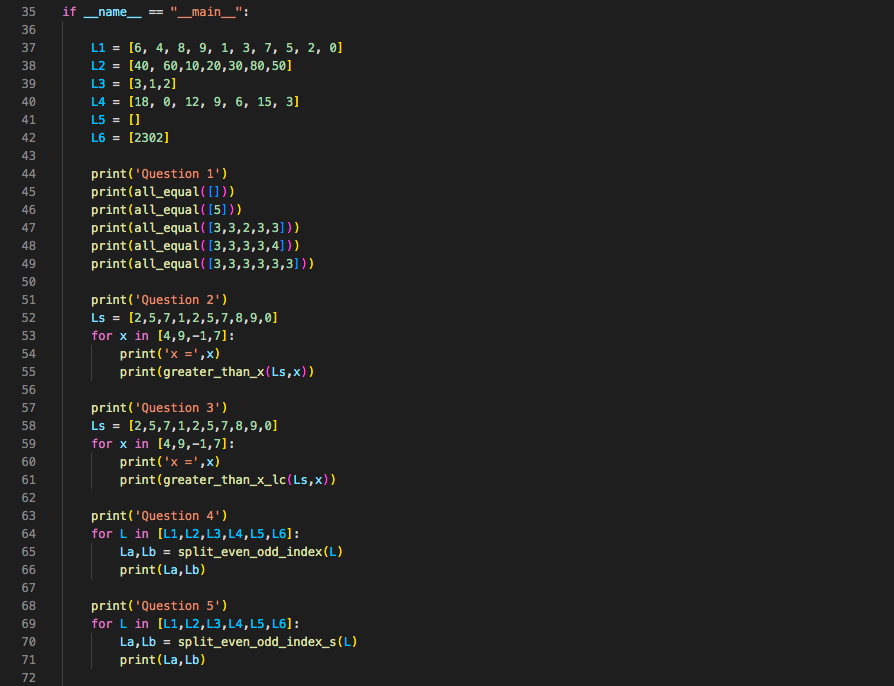 commented out part of the program for expected results. Also, make sure