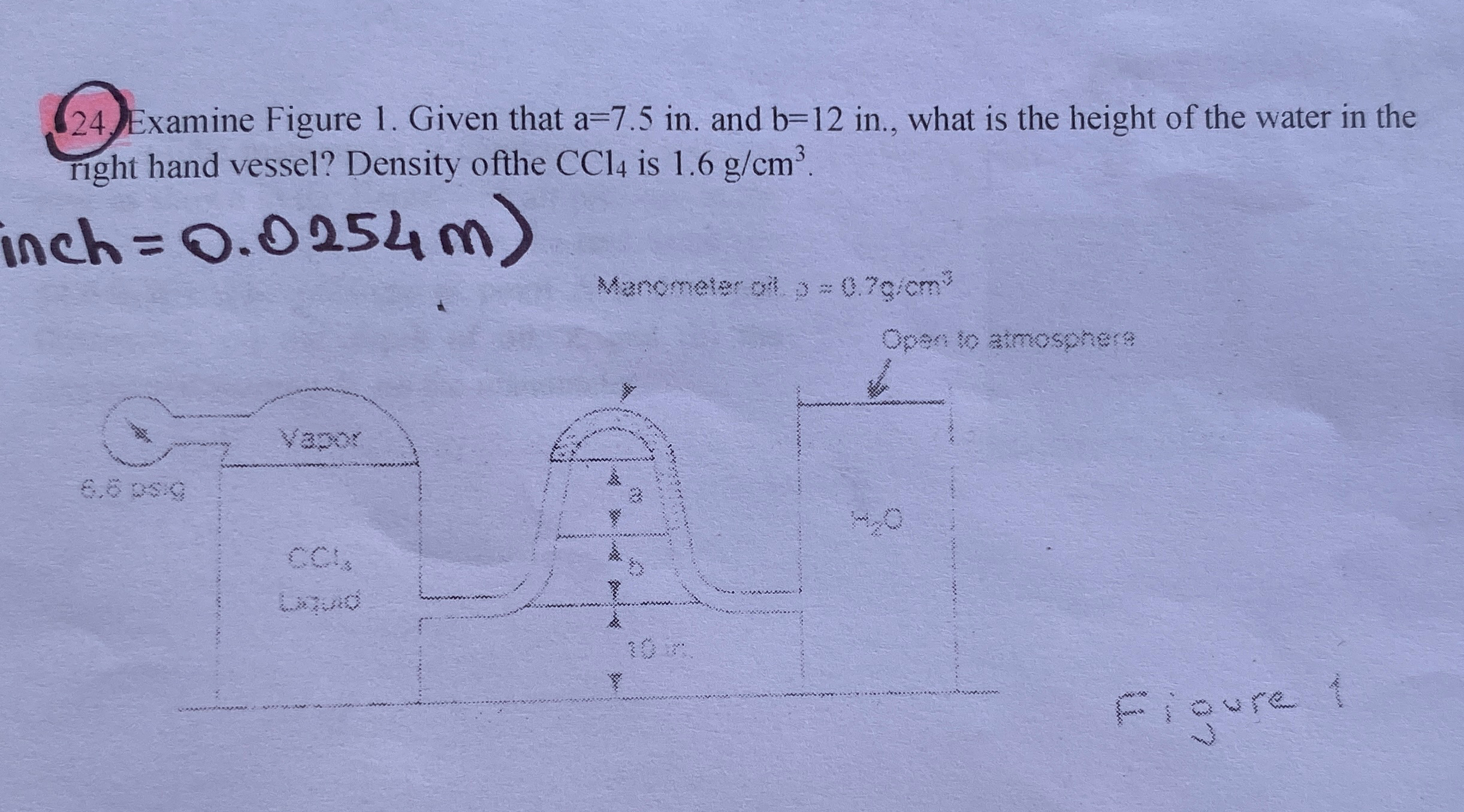  Examine Figure 1. Given that a=7.5in. and b=12in., what is the