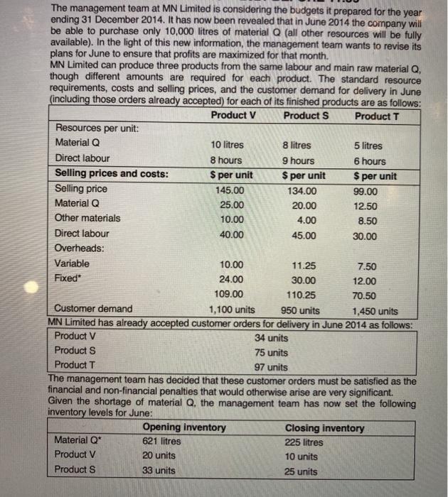  I need an answer for question 4 especially . The management