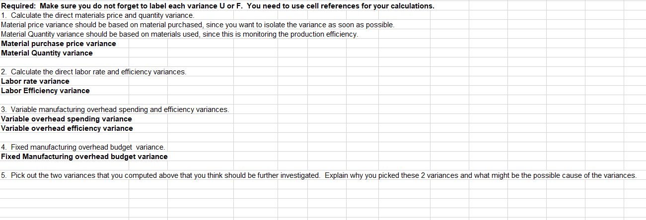 company manufactures shingles. Standard Cost Sheet per shingle Direct materials $0.07 per