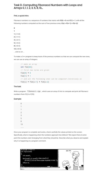  Need help Task D. Arrays 0, 1 123, 5, 8, 13
