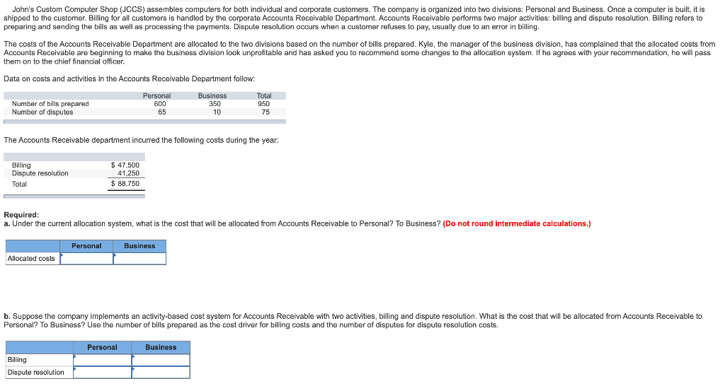  John's Custom Computer Shop (JCCS) assembles computers for both individual and