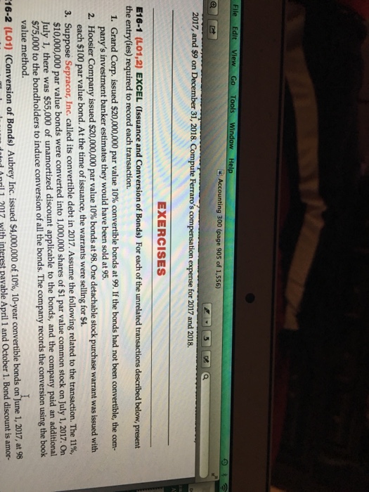  File Edit View Go Tools Window Help Accounting 300 (page 905