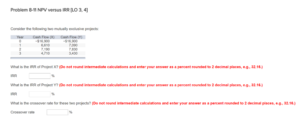 What are IRR's and crossover rate? please help solve??? Consider the following