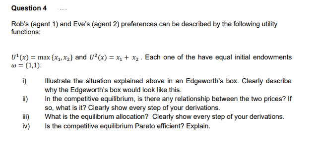 Rob's (agent 1) and Eve's (agent 2) preferences can be described