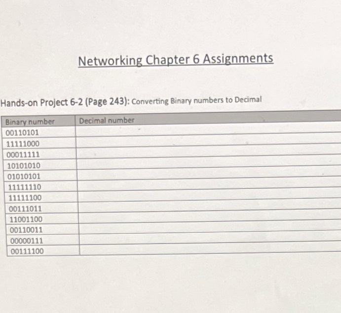 I need help please Networking Chapter 6 Assignments Hands-on Project 62 (Page