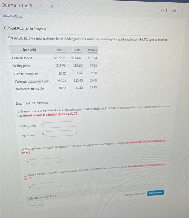  Current Attempt in Progress Presented below is information related to Marigold