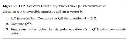 simple numpy function, f.ex. numpy.dot. Solve for Rx = b, where R