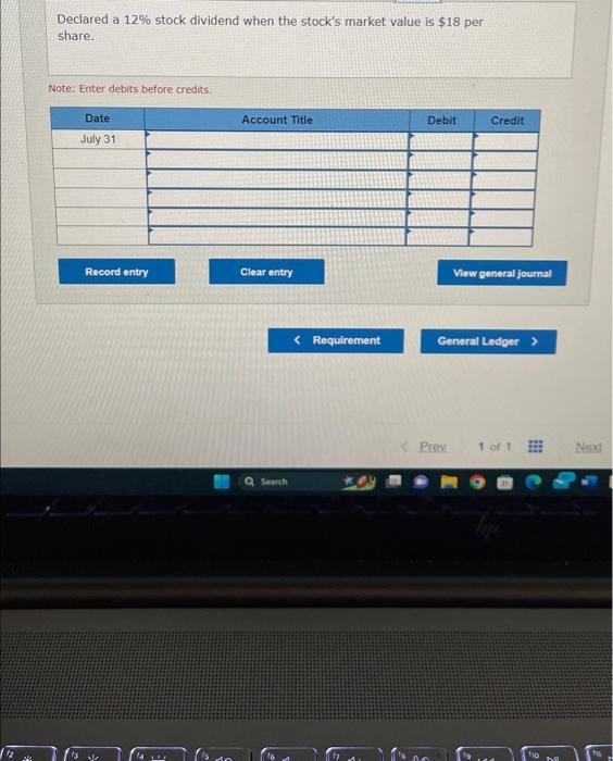 Enter debits before credits. Record payment of the April 5 dividend. Note: