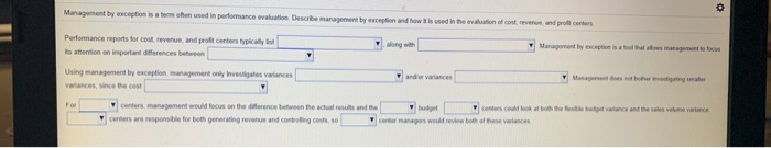 help Management by ception is a tehen used in performance evaluation Describe