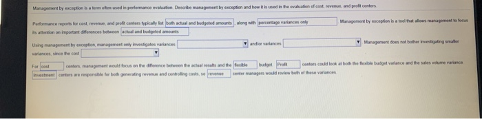management by exception and how it is used in the w on