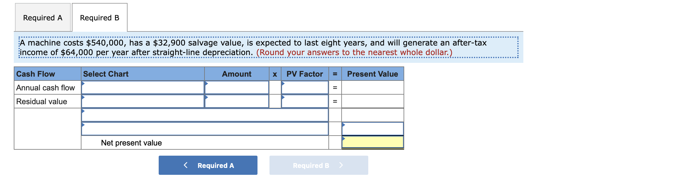 to cost $560,000 and have a useful life of six years. The