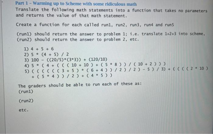  (Scheme language) how to turn these math statements into (define (lambda