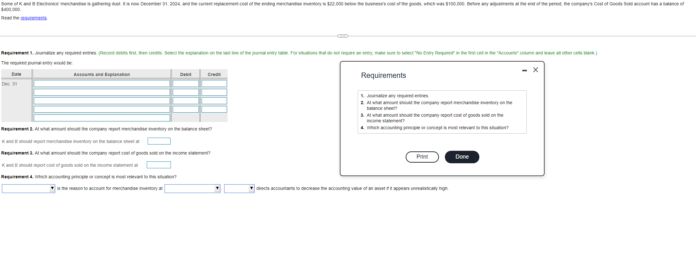 Chapter 6 question 1 answer all the requirements please thank you. Fill