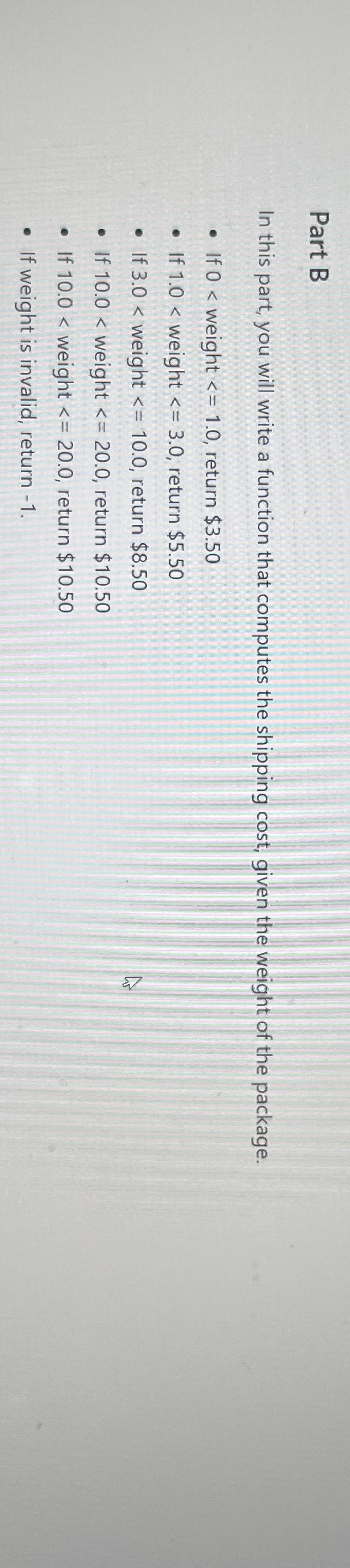  Part B In this part, you will write a function that