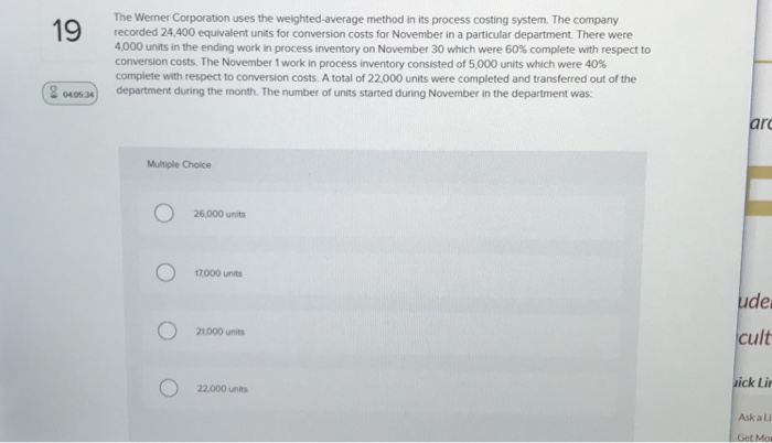  The Werner Corporation uses the welghted-average method in its process costing