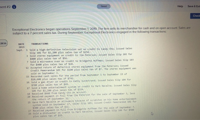 television set on credit to Candy Cho; issued Sales Slip 101 for